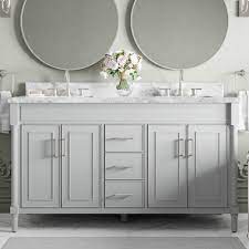 Photo 1 of allen + roth Perrella 61-in Light Gray Undermount Double Sink Bathroom Vanity with Carrara Natural Marble Top
