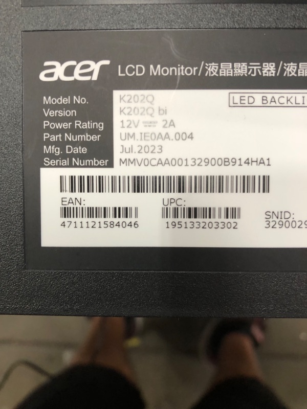 Photo 3 of Acer K202Q bi 19.5-inch Professional HD+ (1600 x 900) Monitor, 75Hz Refresh Rate, VESA Mountable, VisionCare Technologies, BlueLight Filter & Flickerless Technology (HDMI Port & VGA Port),Black 19.5-inch HD+, 75Hz