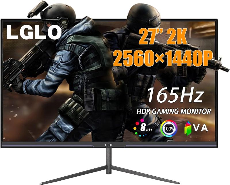 Photo 1 of 27 Inch 2K QHD Gaming Monitor with Build-in Speakers 1440P 165Hz 100% sRGB HDMI DP Tilt Adjustment VESA Mountable Machine Black
