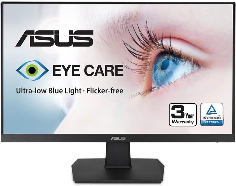 Photo 1 of ASUS VA27EHE 27” Eye Care Monitor Full HD (1920 x 1080) IPS 75Hz Adaptive-Sync HDMI D-Sub Frameless,Black
