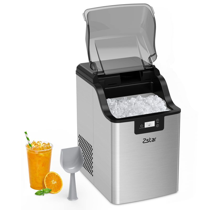 Photo 1 of **parts only *** Zstar Countertop Nugget Ice Maker, 44 Lbs of Crunchy Pebble Ice Cubes A Day, Stainless Steel Tabletop Ice Machine with 24H Timer, Self-Cleaning, Small Portable Ice Maker for Home, Office, Bar**parts only **