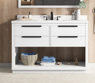 Photo 1 of Origin 21 Beecham 48-in White Undermount Single Sink Bathroom Vanity with White Engineered Stone Top
