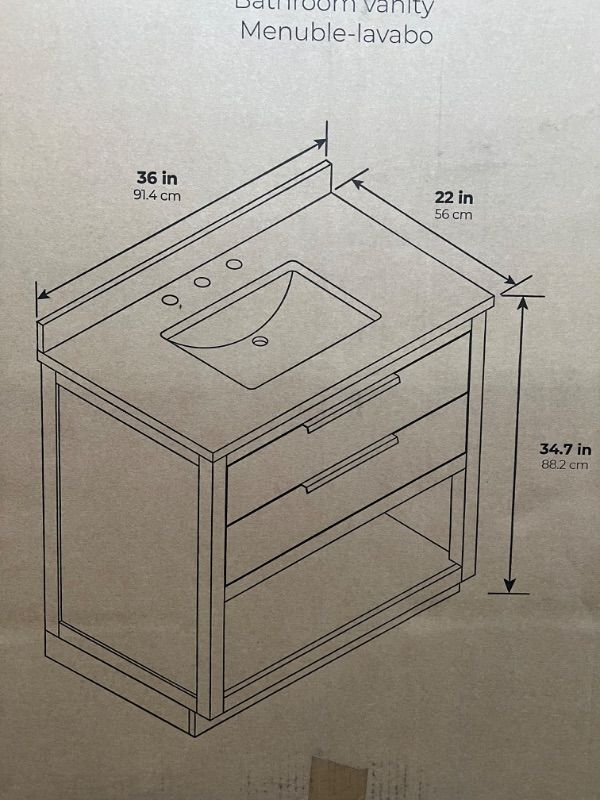 Photo 4 of Origin 21 Beecham 36-in White Undermount Single Sink Bathroom Vanity with White Engineered Stone Top
