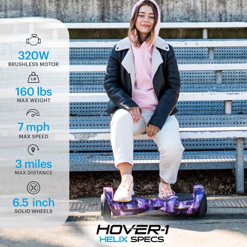 Photo 5 of ***SEE NOTES*** Hover-1 Helix Electric Hoverboard | 7MPH Top Speed, 4 Mile Range, 6HR Full-Charge, Built-in Bluetooth Speaker, Rider Modes: Beginner to Expert Hoverboard Black