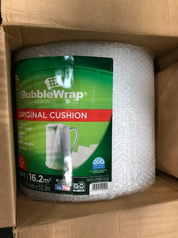 Photo 2 of Duck Brand Bubble Wrap Roll, Original Bubble Cushioning, 12" x 175', Perforated Every 12" (1053440), Clear 12 in. x 175 ft.