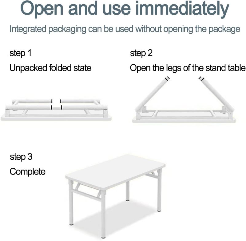 Photo 4 of (READ FULL POST) HDHNBA Modern Simple Style PC Table Folding Desk No Assembly Required, Writing Computer Desk… 39.3*19.6 White