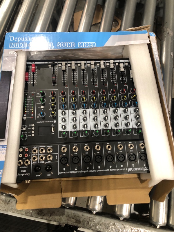 Photo 2 of (READ FULL POST) Depusheng DT12 Studio Audio Mixer 12-Channel DJ Sound Controller Interface w/USB Drive for Computer Recording Input, XLR Microphone Jack, 48V Power, RCA Input/Output for Professional and Beginners DT12 - 12 Channel Audio Mixer