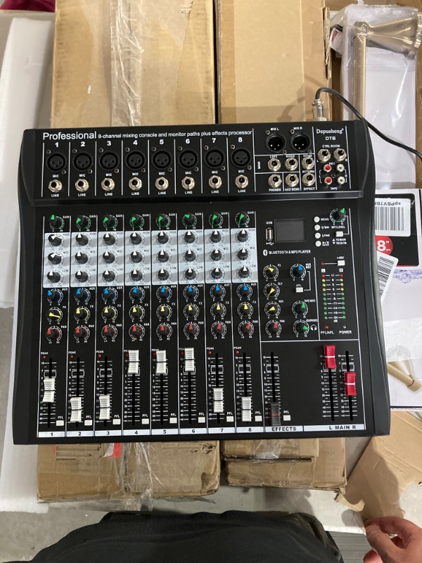 Photo 3 of (READ FULL POST) Depusheng DT12 Studio Audio Mixer 12-Channel DJ Sound Controller Interface w/USB Drive for Computer Recording Input, XLR Microphone Jack, 48V Power, RCA Input/Output for Professional and Beginners DT12 - 12 Channel Audio Mixer