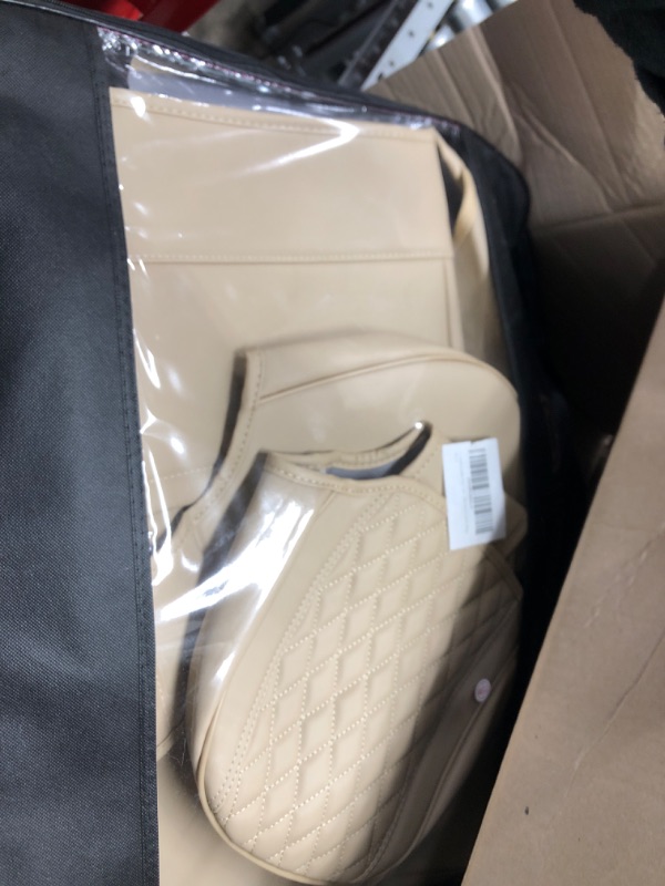 Photo 2 of Coverado Leather Seat Covers Full Set, 5 Seats Universal Seat Covers for Cars, Waterproof Luxury Leatherette Seat Cushions, Front and Rear Seat Protectors, Auto Seat Covers Fit for Most Vehicles Beige Beige FullSet