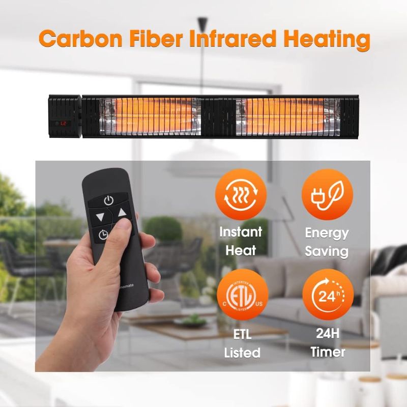 Photo 3 of (READ FULL POST) thermomate Infrared Heater, Carbon Fiber Heating for Outdoor / Indoor, Patio, Porch, Deck, Garage with Remote 24 Hours Timer, Hard Wired 3000W 220-240V 3000W/240V