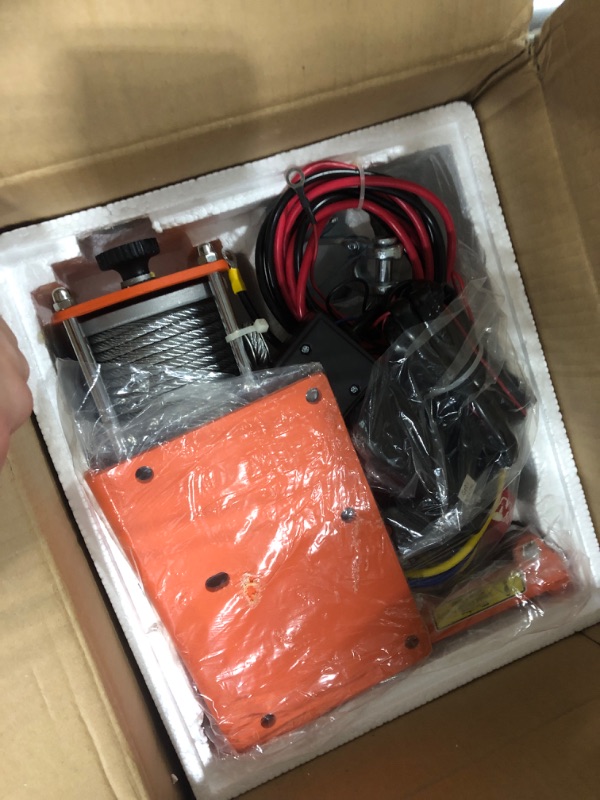 Photo 2 of TYT 2500 lb ATV/UTV Electric Winch Kits 12V Steel Cable Winch with 2 Wireless Remotes, Waterproof Portable Winch for Towing Off Road Winch?2500 lbs Winch? 2500 lb. Galvanized Steel Cable Winch Orange