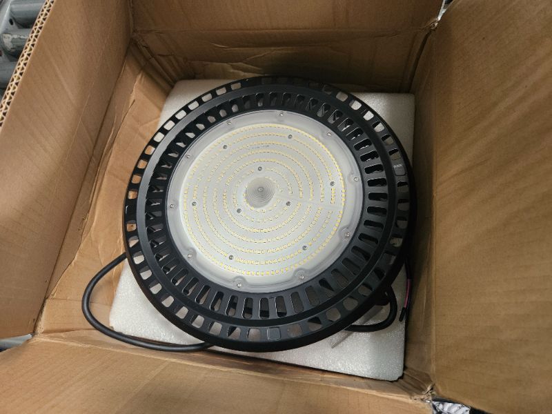 Photo 2 of 240W UFO LED High Bay Light, High Bay LED Lights 36,000LM(1000W MH/HPS Eqv.) Dimmable High Bay 6' Cable with US Plug, Hanging Hook, Safe Rope, ETL Listed High Bay Light for Warehouse Factory Barn Shop 240W 1PACK