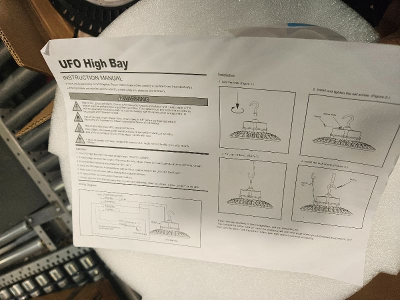 Photo 4 of 240W UFO LED High Bay Light, High Bay LED Lights 36,000LM(1000W MH/HPS Eqv.) Dimmable High Bay 6' Cable with US Plug, Hanging Hook, Safe Rope, ETL Listed High Bay Light for Warehouse Factory Barn Shop 240W 1PACK