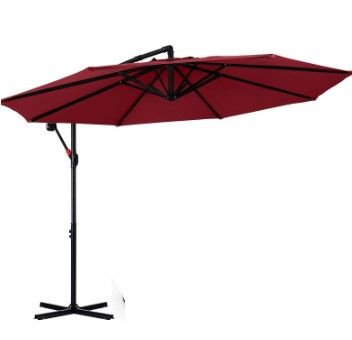 Photo 1 of ABCCANOPY Cantilever Patio Umbrellas 10FT Burgundy Burgundy 10 FT Round Edge