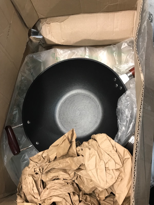 Photo 2 of 21st & Main Light weight Cast Iron Wok, Stir Fry Pan, Wooden Handle, 14 Inch, chef’s pan, pre-seasoned nonstick, commercial and household, for Chinese Japanese and others Cooking