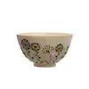 Photo 1 of 12.25 in. 247 fl. oz. Beige and Black Embossed Flowers Stoneware Serving Bowl
