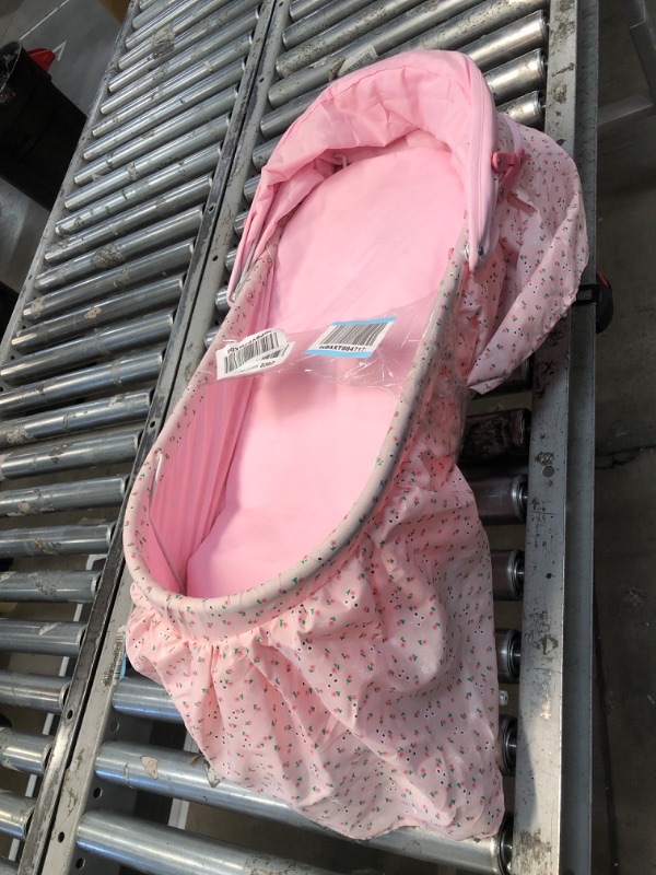 Photo 1 of Badger Basket Folding Doll Cradle with Hood, Pink, fits 18 inch Dolls