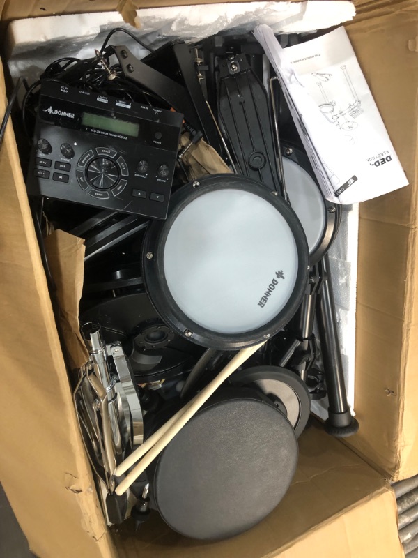 Photo 4 of **SEE NOTES**Donner Electronic Drum Sets DED-200- Electric Drum set Beginner Adults with 450 Sounds, USB MIDI Connectivity,Drum Throne/Sticks/Headphone/Audio Cable, Birthday Gift Child School 300 sounds/5 Drums&3 Cymbals/W throne & headphone