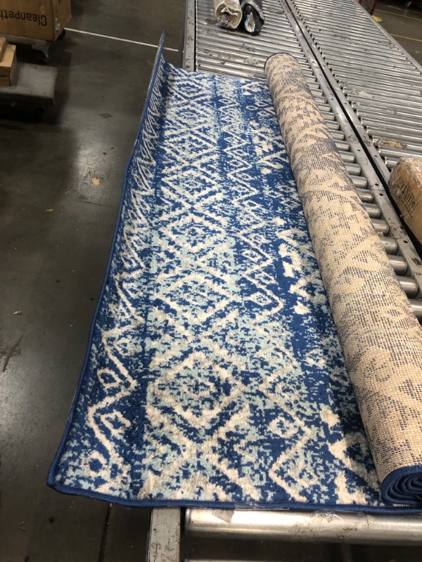 Photo 3 of 5'x8' Rectangle Loomed Trellis Area Rug Blue - JONATHAN Y