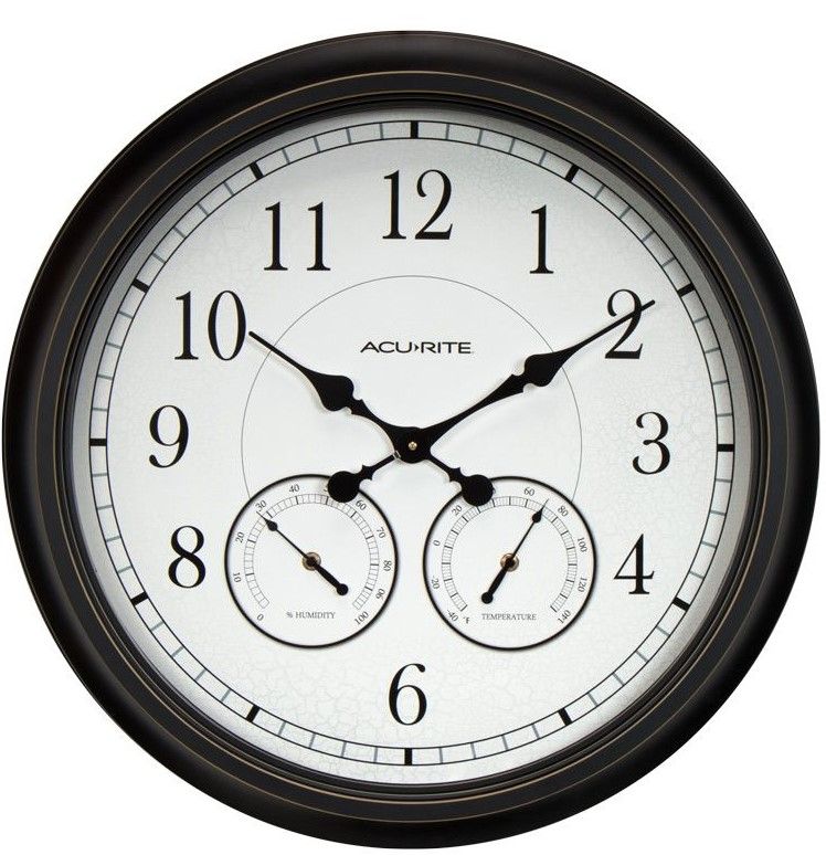 Photo 1 of **READ NOTES**24-inch Weathered Black Wall Clock with Thermometer and Hygrometer GREY
