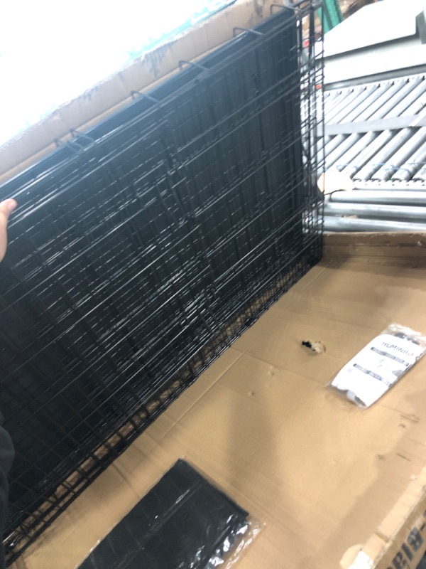Photo 1 of 42 Inch Dog Crate with Divider - XL Dog Kennel Extra Large Cage with Wheels and Topper Double Door Big Collapsible Dog Crates for XLarge Dogs Indoor Metal Wire X Large Pet Cages 2 wheels/2 door 42"L x 28"W x 30"H