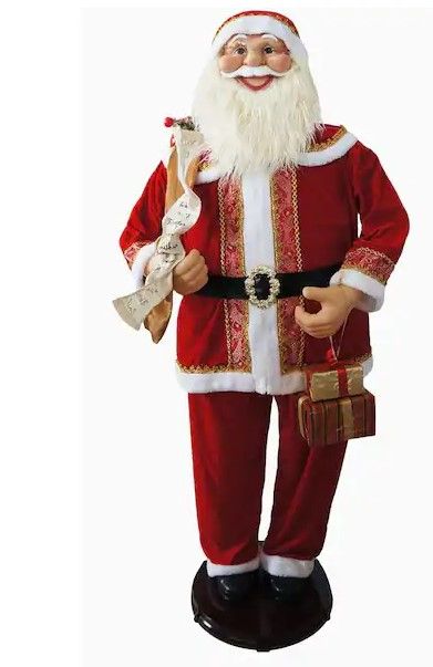 Photo 1 of 58 in. Christmas Dancing Santa Claus with Naughty and Nice List, Gifts and Toy Sack
