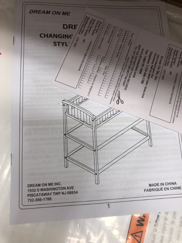 Photo 3 of Dream On Me Emily Changing Table In Steel Grey, Comes With 1" Changing Pad, Features Two Shelves, Portable Changing Station, Made Of Sustainable New Zealand Pinewood