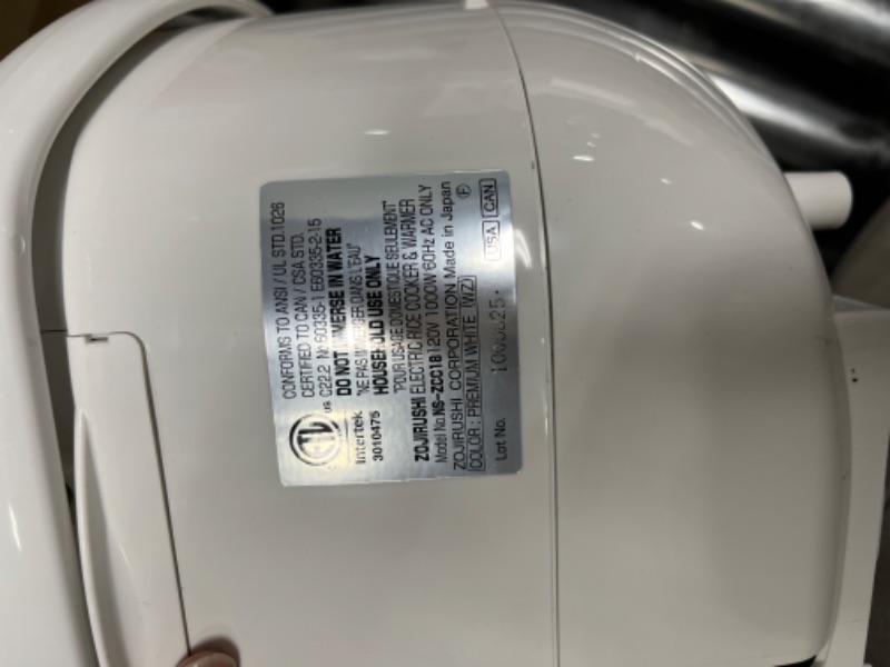 Photo 5 of **SEE NOTES**
Zojirushi NS-ZCC18 Neuro Fuzzy Rice Cooker & Warmer, 10 Cup, Premium White, Made in Japan 10-Cup