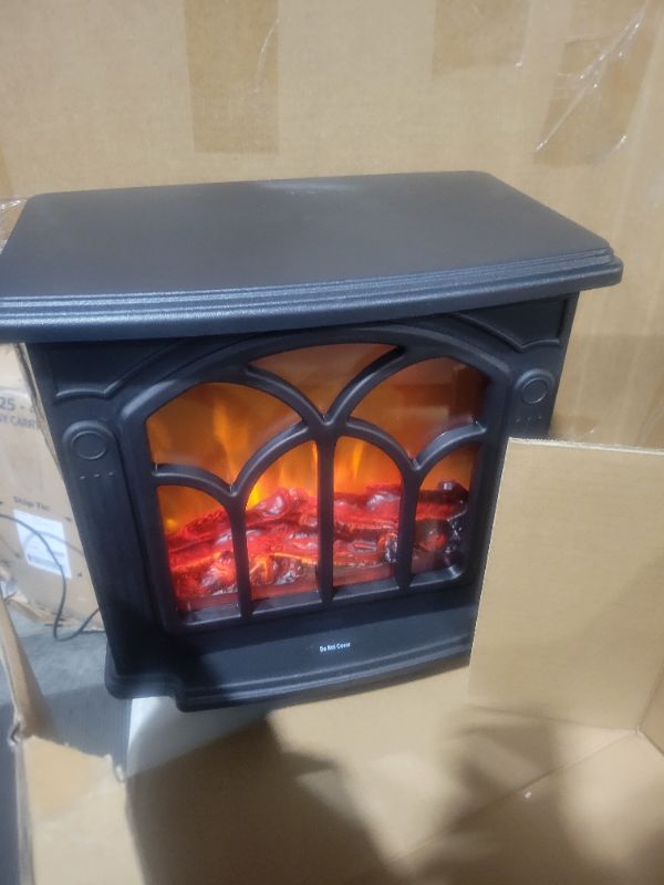 Photo 4 of **SEE NOTES/NON-REFUNDABLE FOR PARTS**
LifePlus Electric Fireplace Heater, Portable Fireplace Stove with 3D Realistic Flame Effect, Small Electric Fireplace with Overheat Safety Protection for Indoor Use Bedroom, 1500W Retro Black