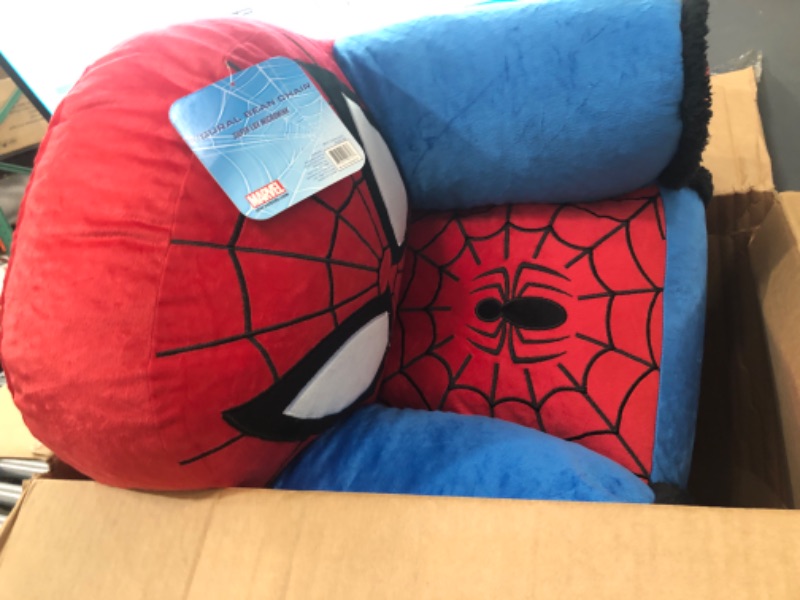 Photo 2 of Idea Nuova Marvel Spiderman Figural Bean Bag Chair with Sherpa Trim, Ages 3+, Red