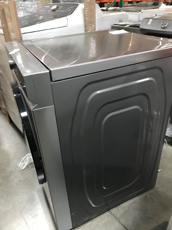 Photo 3 of Samsung Bespoke 7.6-cu ft Reversible Side Swing Door Stackable Steam Cycle Smart Gas Dryer (Silver Steel) ENERGY STAR
