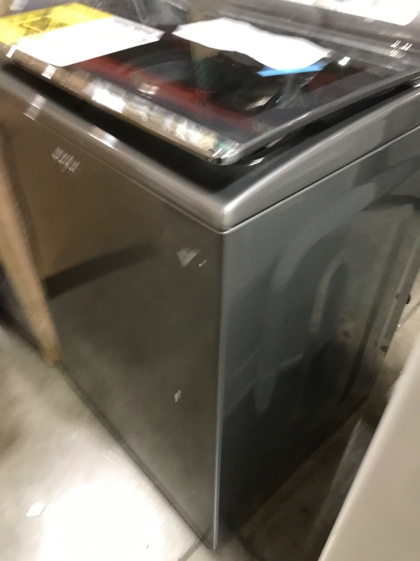 Photo 3 of Whirlpool Smart Capable w/Load and Go 5.3-cu ft High Efficiency Impeller and Agitator Smart Top-Load Washer (Chrome Shadow) ENERGY STAR
