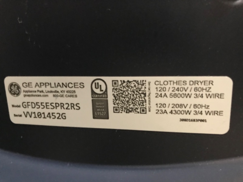 Photo 7 of GE 7.8-cu ft Stackable Smart Electric Dryer (Sapphire Blue) ENERGY STAR
