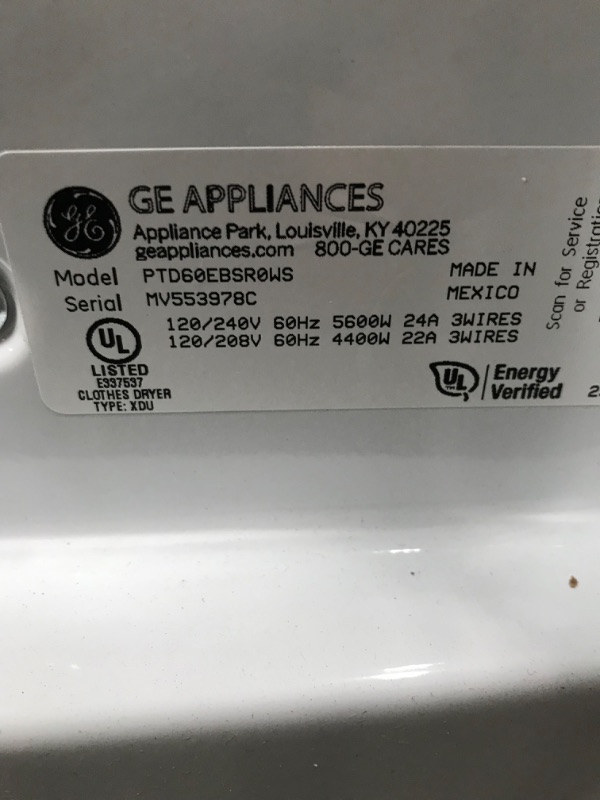 Photo 1 of GE Profile 7.4-cu ft Smart Electric Dryer (White) ENERGY STAR
