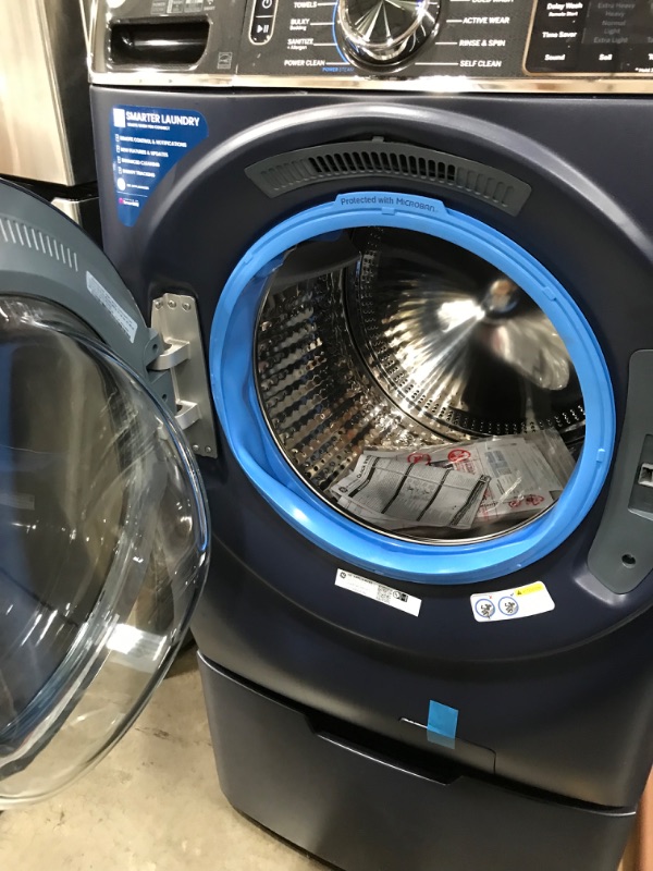 Photo 3 of GE UltraFresh Vent System 5-cu ft Stackable Steam Cycle Smart Front-Load Washer (Sapphire Blue) ENERGY STAR
