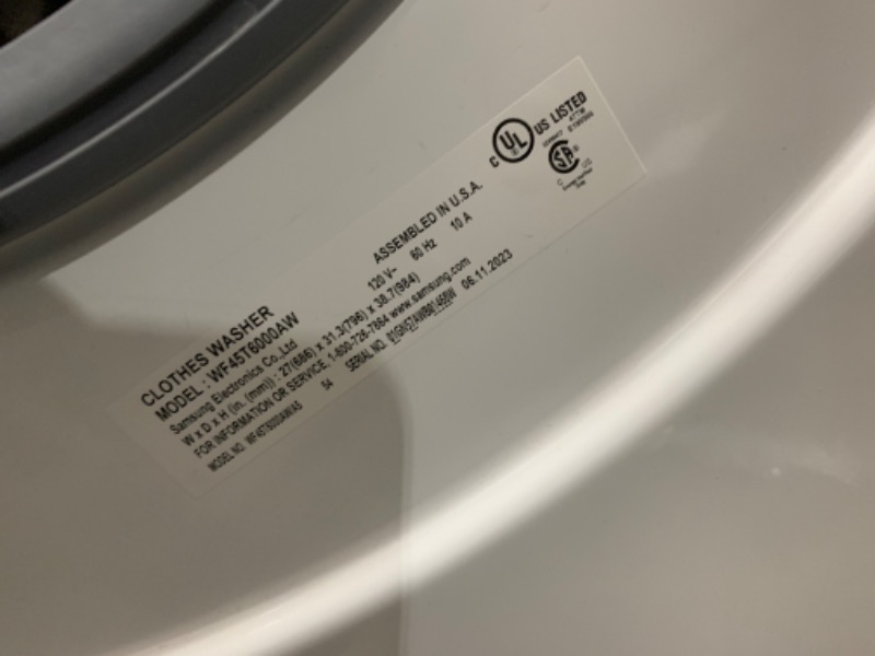 Photo 7 of Samsung 4.5-cu ft High Efficiency Stackable Front-Load Washer (White) ENERGY STAR
