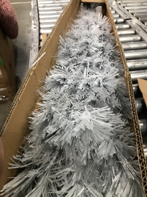 Photo 1 of 4 FT Fiber Optic Christmas Tree,Pre-lit White Artificial Christmas Tree, Color Change Lighting,8 Lighting Modefor Xmas Holiday Winter Home Party Decor 4ft