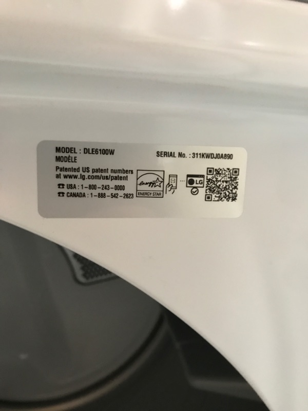 Photo 5 of LG 7.3-cu ft Electric Dryer (White) ENERGY STAR
