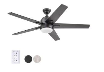 Photo 1 of ***Parts Only** Harbor Breeze Flanagan II 52-in Matte Black Color-changing Indoor Ceiling Fan with Light and Remote (5-Blade)
