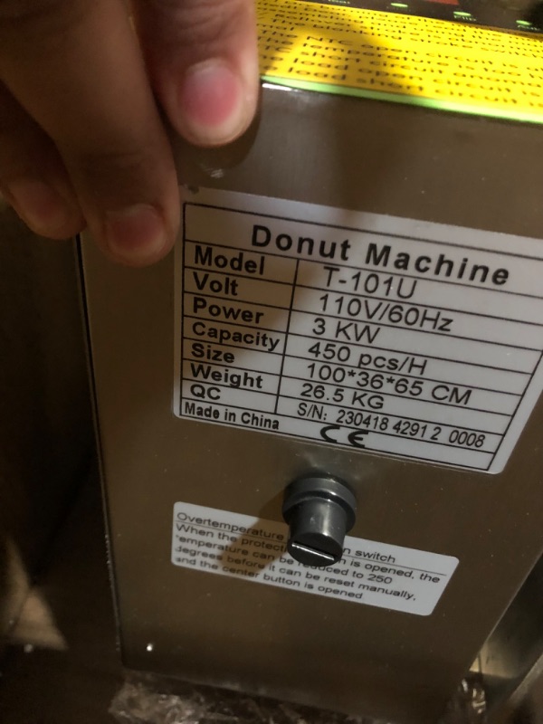 Photo 8 of **PARTS ONLY HEATING ELEMENT DOES NOT FUNCTION SEE NOTES**
Auto Doughnut Maker Single Row Commercial Automatic Donut Making with 7 Liter Hopper, 
