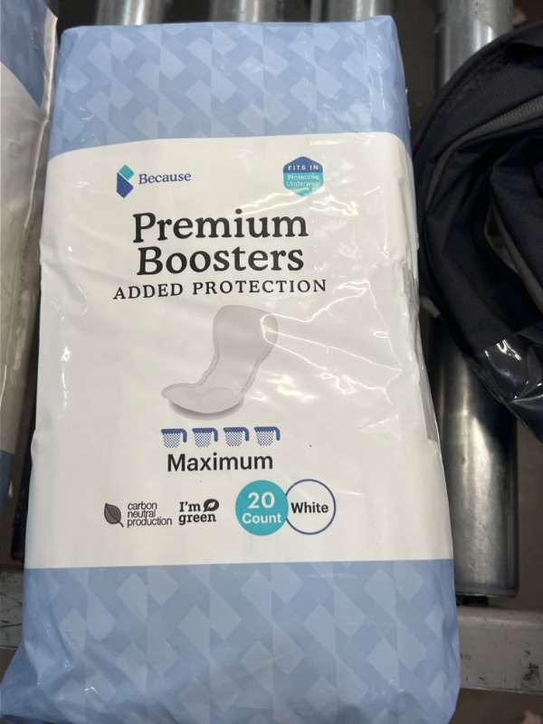 Photo 2 of Because Premium Incontinence Boosters - Add Extra Absorbency to Adult Diapers - Super Absorbent, Soft, Contoured Fit - Unisex - 20 Boosters 20 Count (Pack of 1)