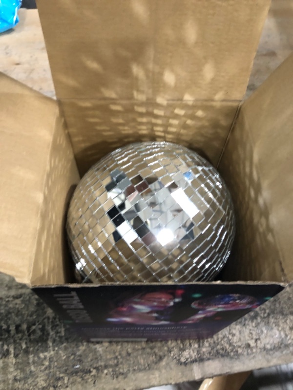 Photo 2 of 10 RPM Disco Ball with Motor and Disco Ball — Plug/Battery Powered Disco Ball Light with 4 Color Lights,18 LED Beads and Mirror Ball, Christmas Party, Back to 70s Theme Party Supplies 10RPM