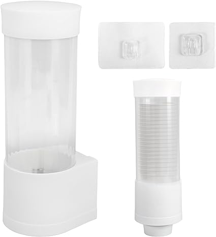 Photo 1 of 2 PACK***Cup Dispenser, Pull Type Wall Mount Cup Holder, Water Cooler Cup Dispenser with Auxiliary Stickers for Home Office Hospital Gym School Cups Organizer(White)
