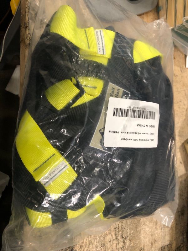 Photo 2 of AFP Fall Protection Premium Black Safety Harness w/Hi-Viz Lime Stitches, Vented & Padded Shoulder, Legs and Back, 8” Thick Back Support Belt, 3 D-Rings, Tongue Buckle, Quick Release (OSHA/ANSI PPE) Small-Medium Black W/Lime