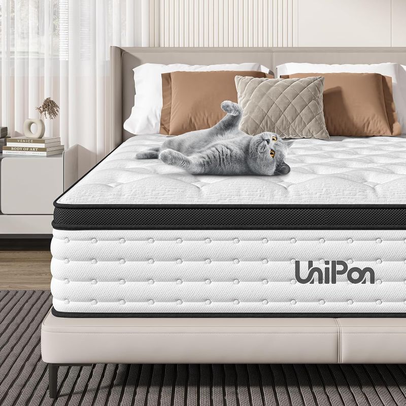 Photo 1 of UniPon 14 inches Queen Size Hybrid Mattress, Medium Firm Mattress with Gel Memory Foam, Pocket Spring Mattress in a Box, 60 * 80 inches
