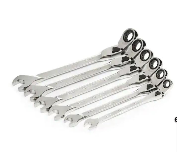 Photo 1 of 100-Position Chrome Flex Lock Ratcheting Metric Combination Wrench Set (6-Piece)
