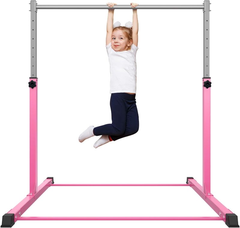 Photo 1 of **NONREFUNDABLE**FOR PARTS OR REPAIR**SEE NOTES**
Safly Fun Gymnastics Bar for Kids Ages 3-15 for Home - Steady Steel Construction, Anti-Slip, Easy to Assemble, 3' to 5' Adjustable Height Pink Kids Bar