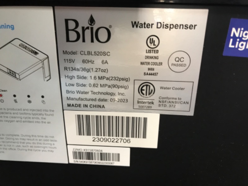 Photo 4 of **SEE NOTE** Brio Self Cleaning Bottom Loading Water Cooler Water Dispenser - Limited Edition