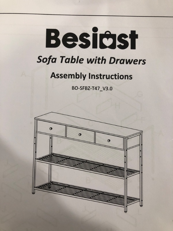 Photo 1 of Besinst Sofa Table with Drawers