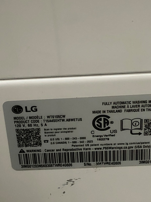 Photo 3 of LG 4.1-cu ft Agitator Top-Load Washer (White)
